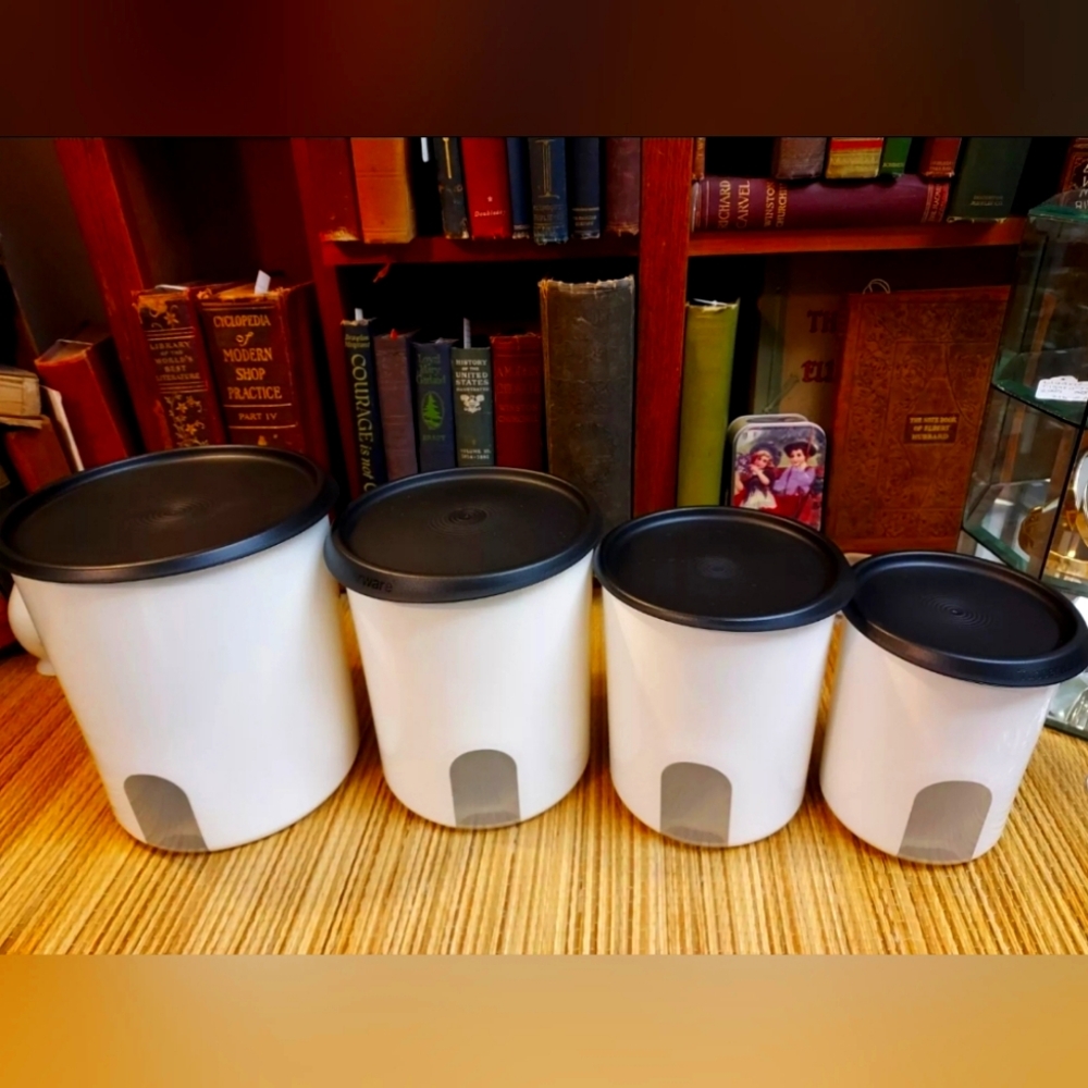 TUPPERWARE REMINDER CANISTER SET OF 4.